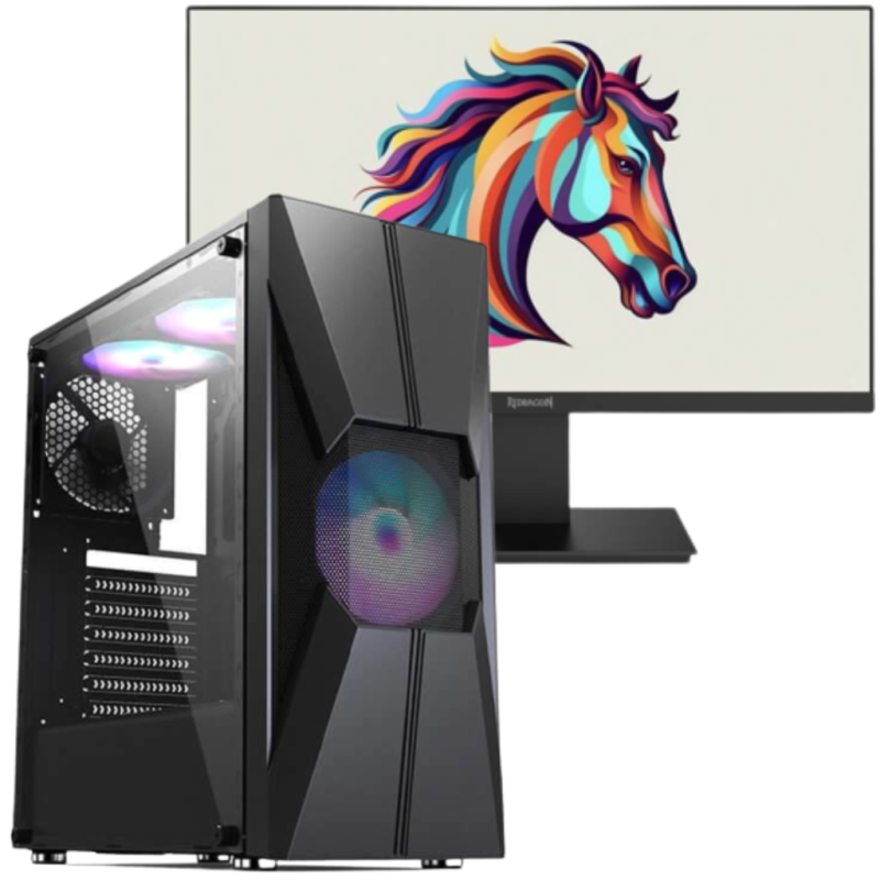 Pc de bureau Gamer Incognito / AMD Ryzen 5 5600G / Vega 7 / 8 Go Avec Écran REDRAGON 22" Full HD 75 Hz
