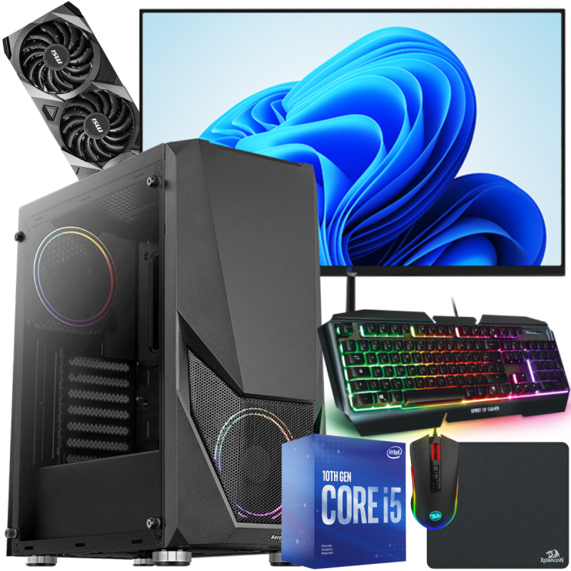 Setup Gamer Special Pc de Bureau Gaming / i5-10400F / RTX 3060 VENTUS 3X / 16 Go Avec Écran AIWA 24" Full HD 165 Hz
