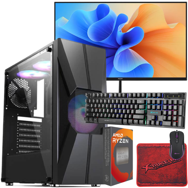 Setup Gamer Special Pc de Bureau Gaming / Ryzen 5 3600 / RTX 3060 TWIN X2 12G / 16 Go Avec Écran AIWA 24" VA Full HD 165 Hz